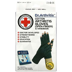 Doctor Arthritis‏, قفازات قطنية مفتوحة الأصابع ودليل التهاب المفاصل ، صغير ، رمادي ، زوج واحد (المنتجات المتوقفة) 