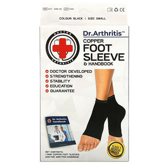 Doctor Arthritis, Funda y manual de cobre para el pie, pequeño, negro, 1 par
