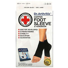 Doctor Arthritis, Copper Foot Sleeve & Handbook, Large, Black, 1 Pair (Discontinued Item) 