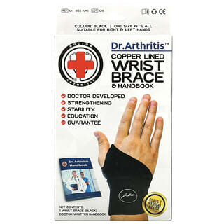 Doctor Arthritis, Copper Lined Wrist Brace & Handbook, Black, 1 Brace