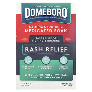 Domeboro, 方剂品浸泡，皮疹舒缓，12 包粉末，每包 0.1 盎司（2.7 克）