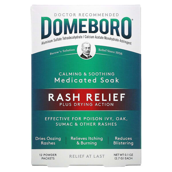 Domeboro (دومبورو)‏, نقع طبي ، لعلاج الطفح الجلدي ، 12 كيسًا من المسحوق ، 0.1 أونصة (2.7 جم) لكل كيس