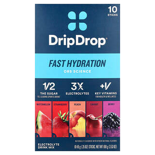 DripDrop, Mélange pour boisson électrolyte, Assortiment, 10 sticks, 10 g pièce