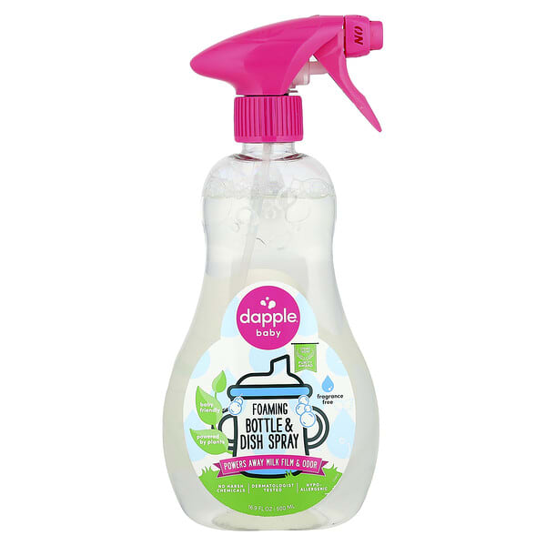 Dapple Baby, Foaming Bottle & Dish Spray, Fragrance Free, 16.9 fl oz (500 ml)