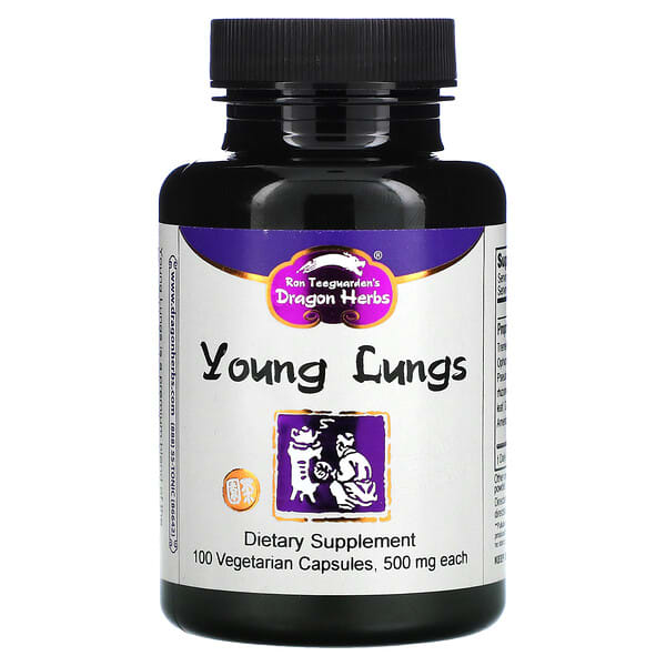 Dragon Herbs ( Ron Teeguarden ), Young Lungs, 500 mg, 100 Vegetarian Capsules