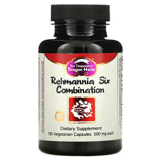 Dragon Herbs, Combinación de Rehmannia con seis componentes, 500 mg, 100 cápsulas vegetales