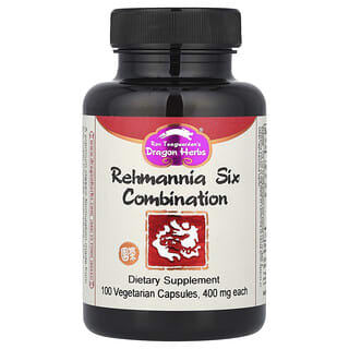 Dragon Herbs, Rehmannia Six Combination, 1200 мг, 100 вегетаріанських капсул (400 мг в 1 капсулі)