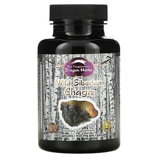 Dragon Herbs ( Ron Teeguarden ), 야생 시베리아 차가버섯, 500 mg, 100 캡슐