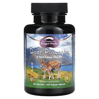 Dragon Herbs, Placenta de veados, 500 mg, 60 Cápsulas