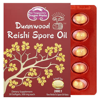 Dragon Herbs, Huile de spores de reishi Duanwood™, 500 mg, 30 capsules à enveloppe molle