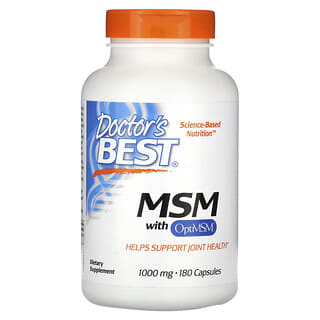 Doctor's Best, MSM com OptiMSM, 1.000 mg, 180 Cápsulas