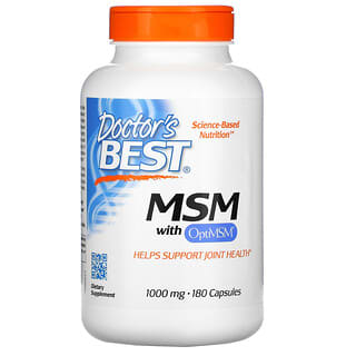 Doctor's Best, MSM com OptiMSM, 1.000 mg, 180 Cápsulas