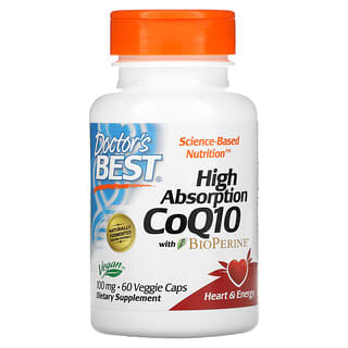 Doctor's Best, CoQ10 de alta absorción con BioPerine, 100 mg, 60 cápsulas vegetales