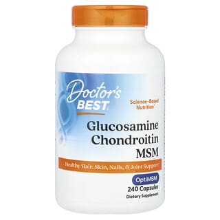 Doctor's Best, Glucosamine chondroïtine MSM avec OptiMSM, 240 capsules végétariennes