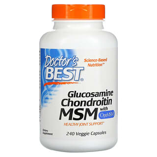 Doctor's Best, Glicosamina Chondroitin MSM com OptiMSM, 240 Cápsulas Vegetais