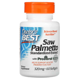 Doctor's Best, Saw Palmetto com Prosterol, Extrato Padronizado, 320 mg, 60 Cápsulas Softgel
