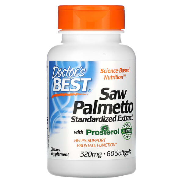 Doctor's Best, Saw Palmetto with Prosterol, Sägepalmenbeere mit Prosterol, standardisiertes Extrakt, 320 mg, 60 Weichkapseln