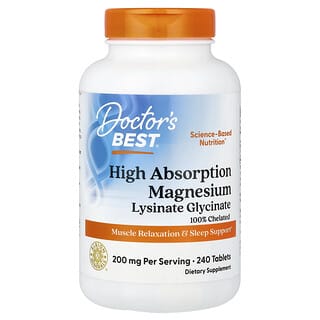 Doctor's Best, High Absorption Magnesium, 200 mg, 240 Tablets (100 mg per Tablet)