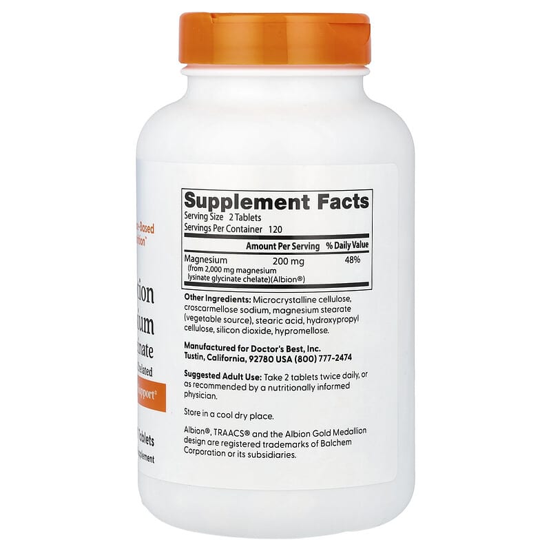 Doctor's Best, High Absorption Magnesium, 100 mg, 240 Tablets