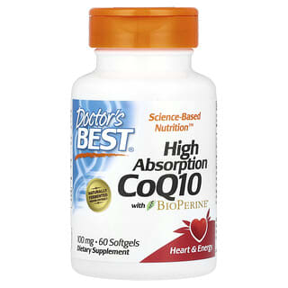 Doctor's Best, CoQ10 à haute absorption avec BioPerine, 100 mg, 60 capsules à enveloppe molle