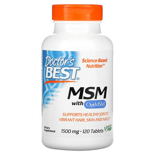 Doctor's Best, MSM com OptiMSM, 1.500 mg, 120 Comprimidos