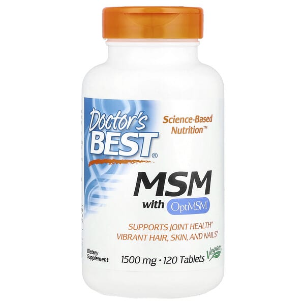 Doctor's Best, OptiMSM（オプティMSM）配合MSM、1,500mg、タブレット120粒