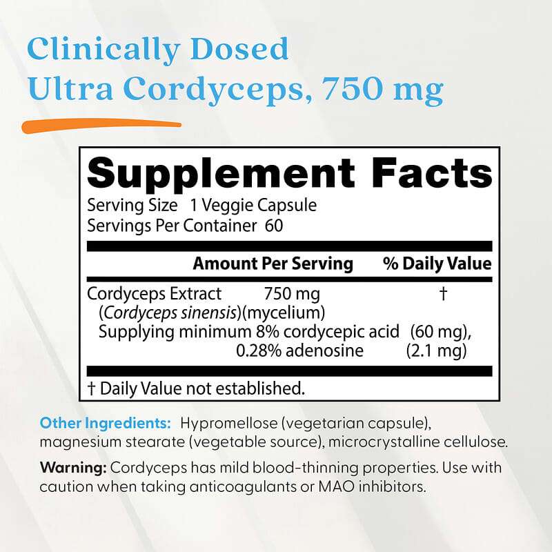 ウルトラ冬虫夏草、750mg、ベジカプセル60粒 ウルトラ冬虫夏草、750mg、ベジカプセル60粒