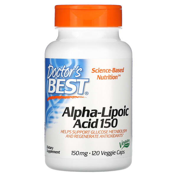 Doctor's Best, Ácido alfa-lipoico 150, 150 mg, 120 cápsulas vegetales