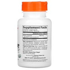 Doctor's Best, ацетил-L-карнитин с карнитинами Biosint, 500 мг, 60 вегетарианских капсул