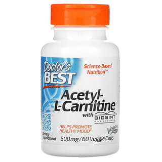 Doctor's Best, Acétyl-L-carnitine avec carnitines Biosint, 500 mg, 60 capsules végétariennes