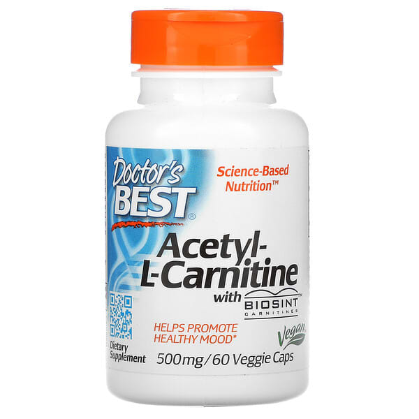 Doctor's Best, Acetyl-L-Carnitine with Biosint Carnitines, Acetyl-L-Carnitin mit Biosint Carnitinen, 500 mg, 60 vegetarische Kapseln