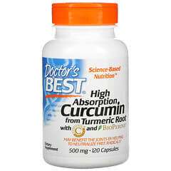 Doctor's Best, Curcumina de Alta Absorção, 500 mg, 120 Cápsulas