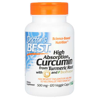 Doctor's Best, Curcumina de alta absorción, 1000 mg, 120 cápsulas vegetales (500 mg por cápsula)