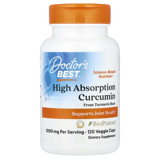 Doctor's Best, Curcumine à haute absorption, 1000 mg, 120 capsules végétales (500 mg pièce)