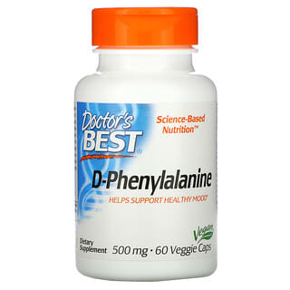 Doctor's Best, D-фенилаланин, 500 мг, 60 вегетарианских капсул