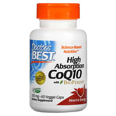 Doctor's Best, Coenzima Q10 de alta absorción con BioPerine, 200 mg, 60 cápsulas vegetales