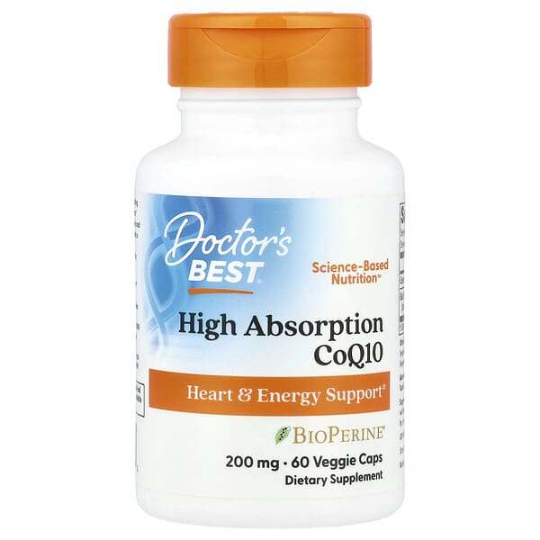 Doctor's Best, 高吸收率輔酶 Q10，含 BioPerine，200 毫克，60 粒素食膠囊
