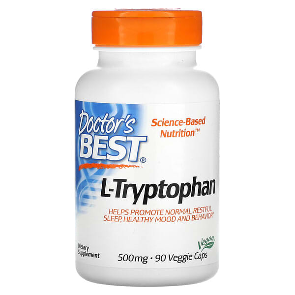 Doctor's Best, L-triptófano con TryptoPure, 500 mg, 90 cápsulas vegetales