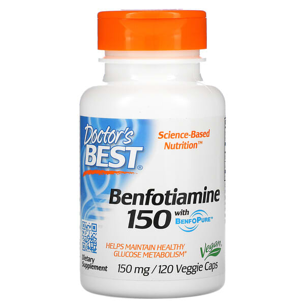 Doctor's Best‏, בנפוטיאמין 150 עם BenfoPure, מכיל 150 מ"ג, 120 כמוסות צמחיות