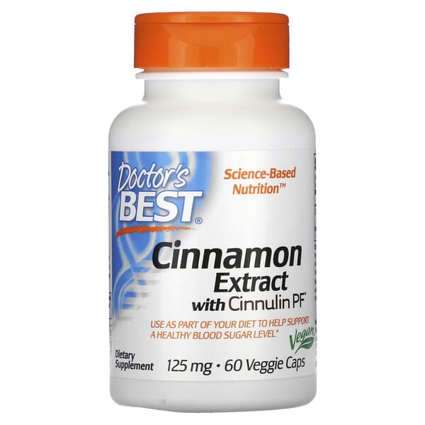 Doctor's Best, Cinnamon Extract with Cinnulin PF, 125 mg, 60 Veggie Caps