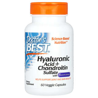 Doctor's Best, Ácido hialurónico y sulfato de condroitina con BioCell Collagen, 60 cápsulas vegetales