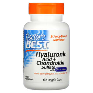Doctor's Best, Acide hyaluronique + sulfate de chondroïtine avec BioCell Collagen, 60 capsules végétariennes 