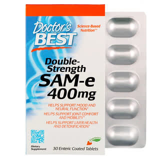 Doctor's Best, SAM-e, Double efficacité, 400 mg, 30 comprimés à enrobage entérique