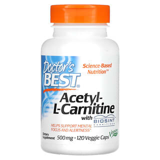 Doctor's Best, Acetil-L-Carnitina com Biosint Carnitine, 500 mg, 120 Cápsulas Vegetais