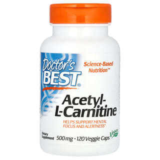 Doctor's Best, Acetil L-Carnitina, 1.000 mg, 120 Cápsulas Vegetais (500 mg por Cápsula)