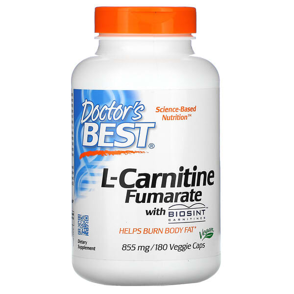 Doctor's Best, L-Carnitine Fumarate with Biosint Carnitines, L-Carnitinfumarat mit Biosint-Carnitin, 855 mg, 180 pflanzliche Kapseln