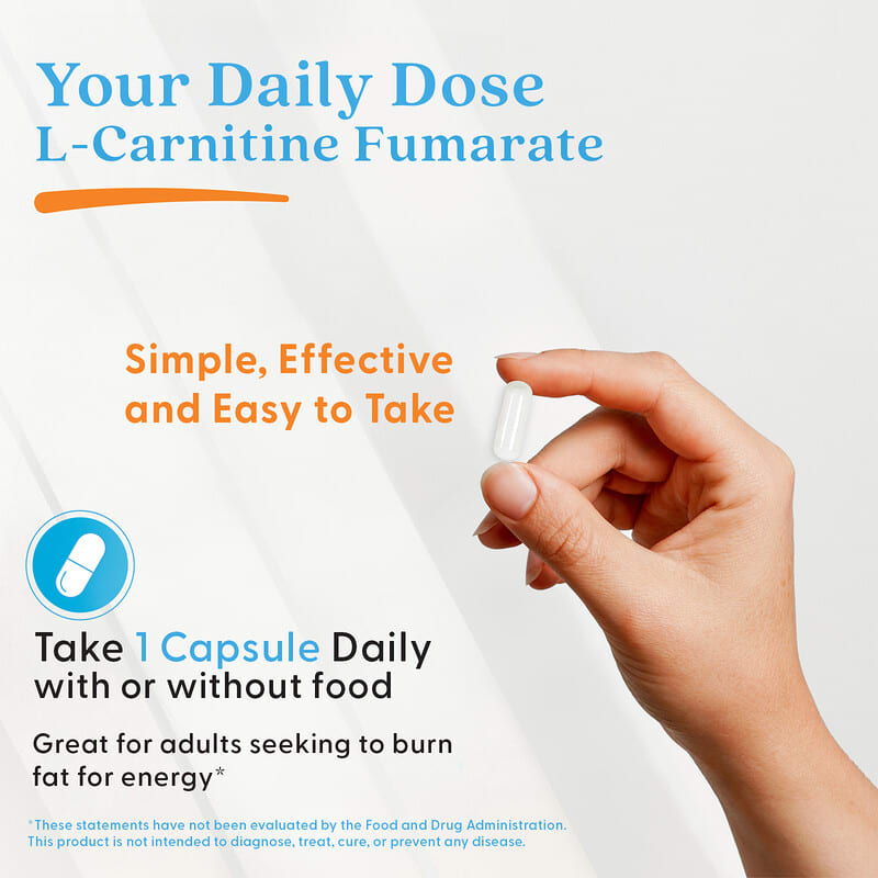l carnitine effective dose L-Carnitine Fumarate, 180 Veggie Caps (500 mg per Veggie Cap)