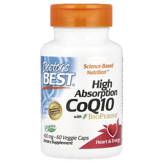Doctor's Best, CoQ10 de alta absorción con BioPerine, 400 mg, 60 cápsulas vegetales