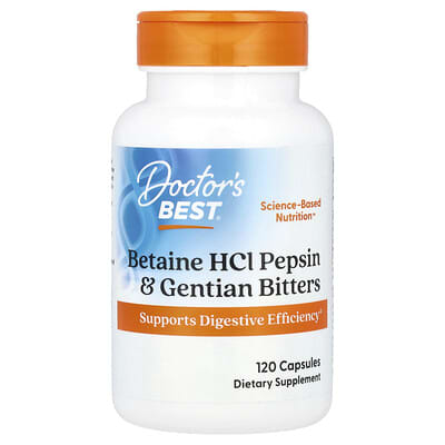 Doctor's Best, Betaine HCL Pepsin and Gentian Bitters, 120 Capsules