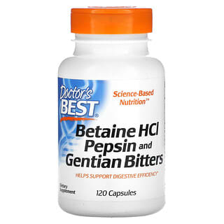 Doctor's Best, Betaine HCl Pepsin & Gentian Bitters, 120 Capsules